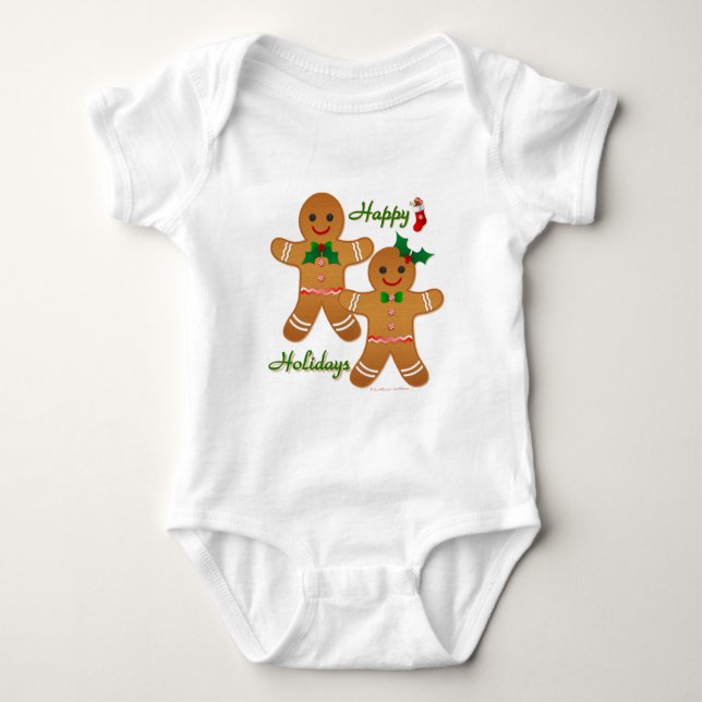 Glad helg Pepparkaksgubbe Boy Girl T-shirt (Framsida)