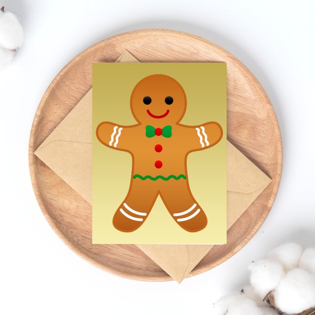 Glad helg Pepparkaksgubbe Faux Guld vykort (Skapare uppladdad)