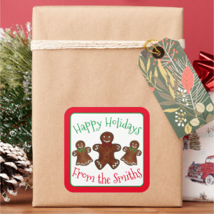 Glad helg Pepparkaksgubbe jul Cookies Fyrkantigt Klistermärke