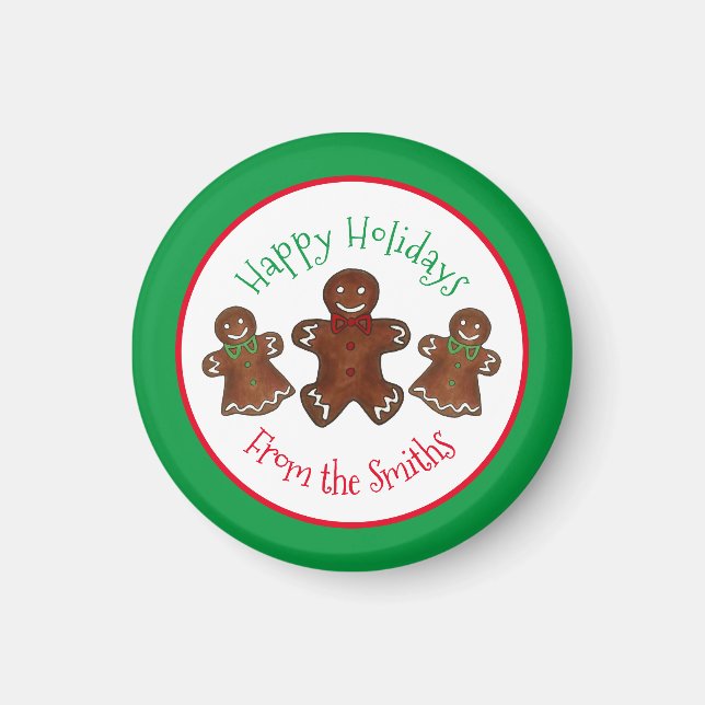 Glad helg Pepparkaksgubbe jul Cookies Magnet (Framsidan)