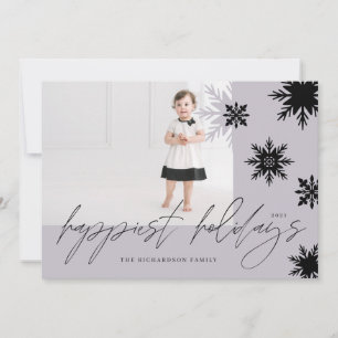 Glad helg Periwinkle Black Snöflingor Family Julkort