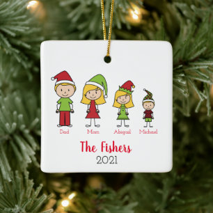 Glad helg Personlig julfamilj Julgransprydnad Keramik