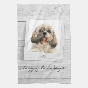 Glad helg Pet Photo Ram Personlig Kökshandduk