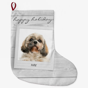 Glad helg Pet Photo Ram Personlig Stor Julstrumpa