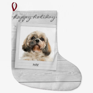 Glad helg Pet Photo Ram Personlig Stor Julstrumpa
