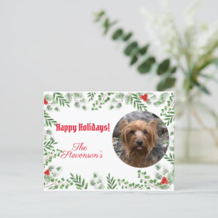 Glad helg Photo Anpassningsbar Holly Greenery Vykort