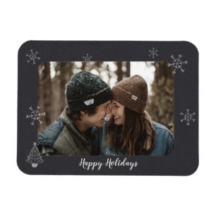 Glad helg Photo Chalkboard Design Snöflingor Magnet