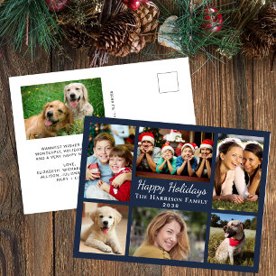 Glad helg Photo Collage Blue jul Vykort