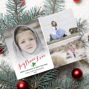 Glad helg Photo Collage Holly Joy Peace Kärlek Julkort
