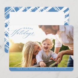 GLAD HELG PHOTO elegant calligraphy blue Julkort