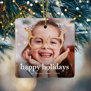 Glad helg Photo jul Ceramic Ornament