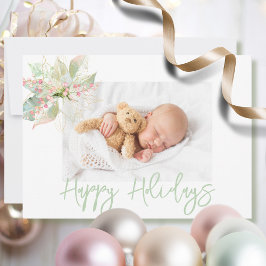 Glad helg Photo Rosa Guld Pastel Poinsettia Julkort