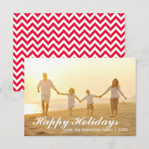 Glad helg Photo w/Red Chevron - 3 x 5-kort Inbjudningar