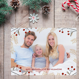 Glad helg Photo Winter Botanical Red Berries Julkort