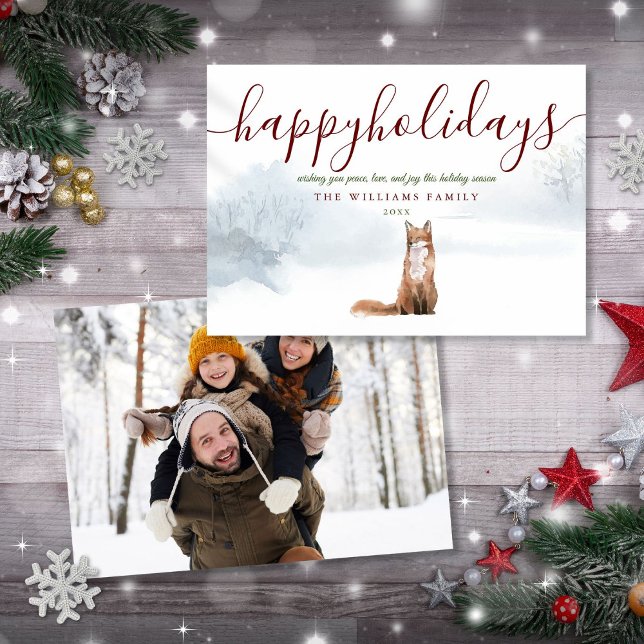 Glad helg Photo Winter Fox jul Julkort (Happy Holidays Photo Winter Fox Christmas Holiday Card)