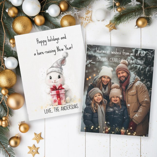 Glad helg Photo Winter Rabbit jul Julkort (Skapare uppladdad)