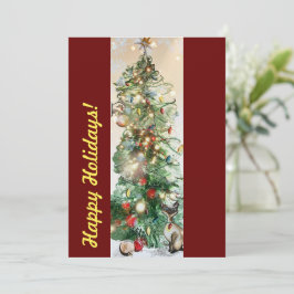 Glad helg-platta kort med Julgran