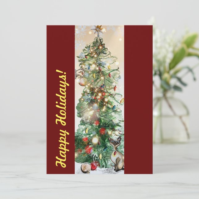 Glad helg-platta kort med Julgran (Stående Fram)