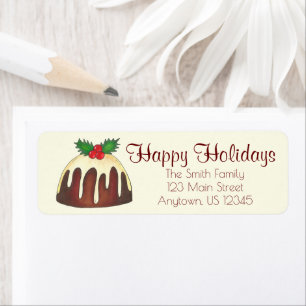 Glad helg Plum Pudding Adressetiketters Returadress Etikett