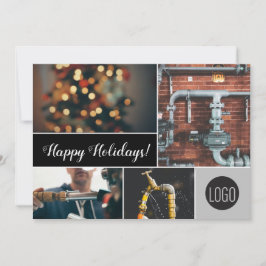 Glad helg Plumber Business logotyp Foton Julkort