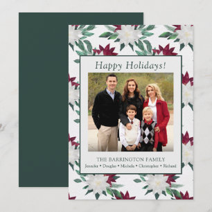 Glad helg Poinsettia Family Photo Flat Julkort