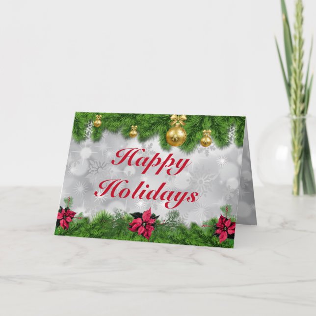 Glad helg Poinsettia Helgdag Kort (Framsida)