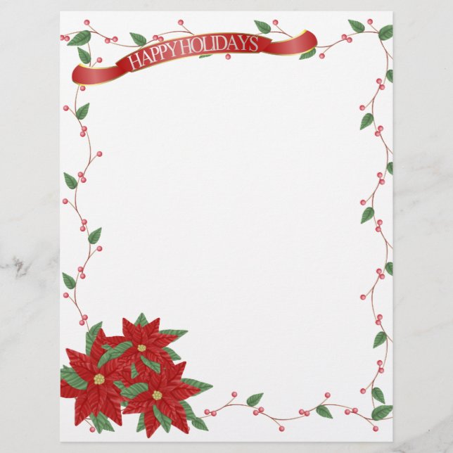 Glad helg Poinsettia Letterhead (Framsida)