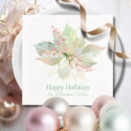 Glad helg Poinsettia Pastel Personlig Pappersservett
