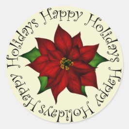 Glad helg Poinsettia Runt Klistermärke