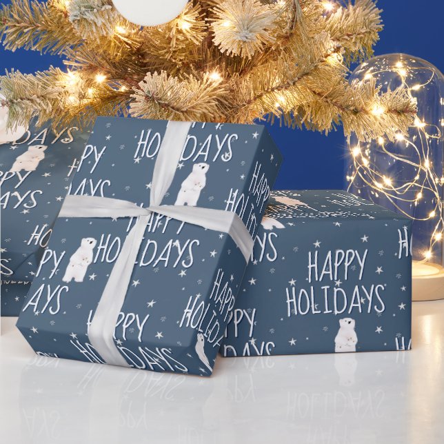 Glad helg Polar Bärg på stjärnor Presentpapper (Helgdagar)