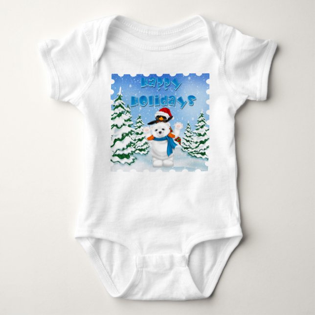 Glad helg Polar Bear Penguin Infant Creeper Tee Shirt (Framsida)