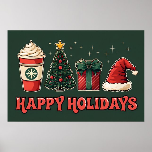 Glad helg Poster - Retro-juldekretet (Framsidan)