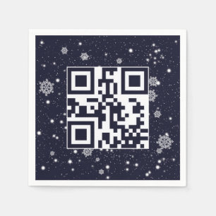 Glad helg QR-kod på Snöflingor Pappersservett