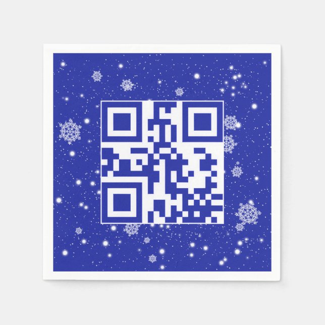 Glad helg QR-kod på Snöflingor Pappersservett (Framsidan)