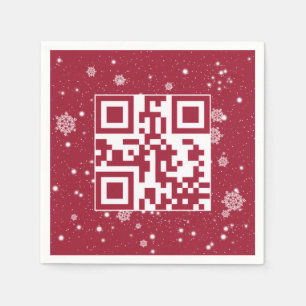 Glad helg QR-kod på Snöflingor Pappersservett