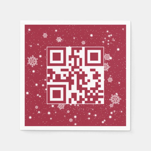 Glad helg QR-kod på Snöflingor Pappersservett (Framsidan)