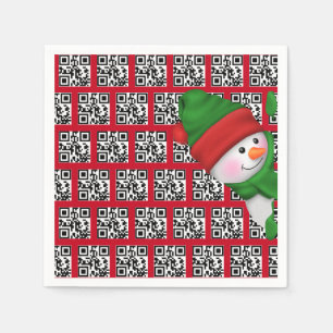 Glad helg QR-koder med Snögubbe Pappersservett