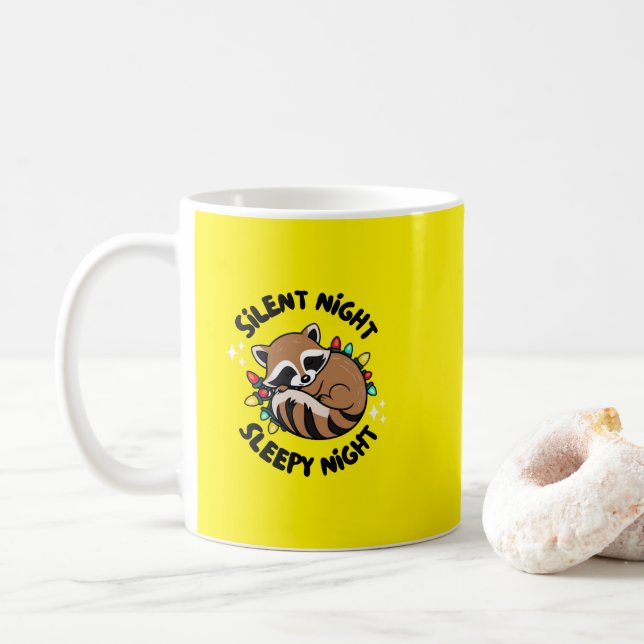 Glad helg Raccoon:Silent Natt, Sömnig Natt Kaffemugg (Med munk)