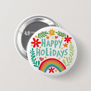 Glad helg Rainbow Cute Hand-dragen färgstark Knapp