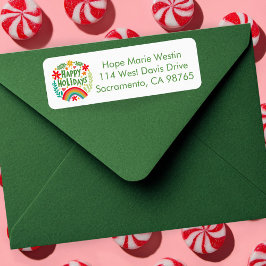 Glad helg Rainbow Hand-dragen Returadress Etikett