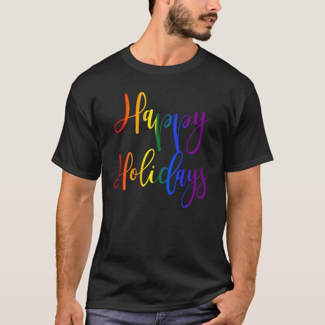Glad helg Rainbow HGBTQ Gay pride jul T Shirt (Framsida)