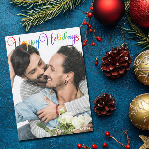 Glad helg Rainbow Script LGBT par Photo Julkort