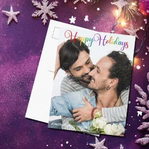 Glad helg Rainbow Script LGBTQ - par foto Vykort
