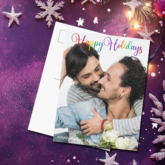 Glad helg Rainbow Script LGBTQ - par foto Vykort (Skapare uppladdad)