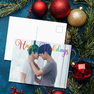 Glad helg Rainbow Script LGBTQ - par foto Vykort