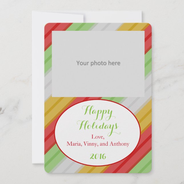 Glad helg randig foto julkort (Framsida)