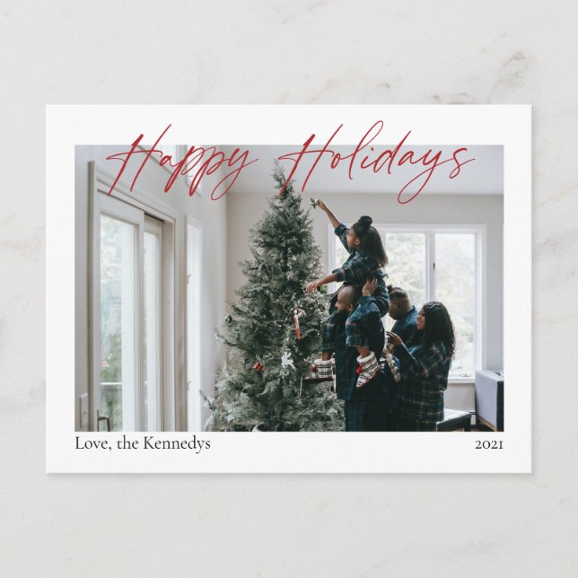 glad helg Red Calligraphy Modern Postcard Vykort (Framsida)