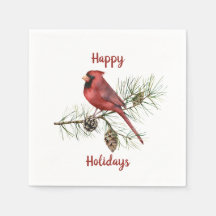 Glad helg Red Cardinal Gräs Gren Gräs Cones