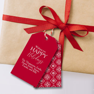 Glad helg Red Cute Festive Simple Snowflake Presentetikett