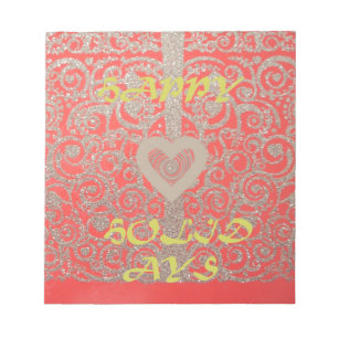 Glad helg Red Glitter hjärtkonstruktion Anteckningsblock